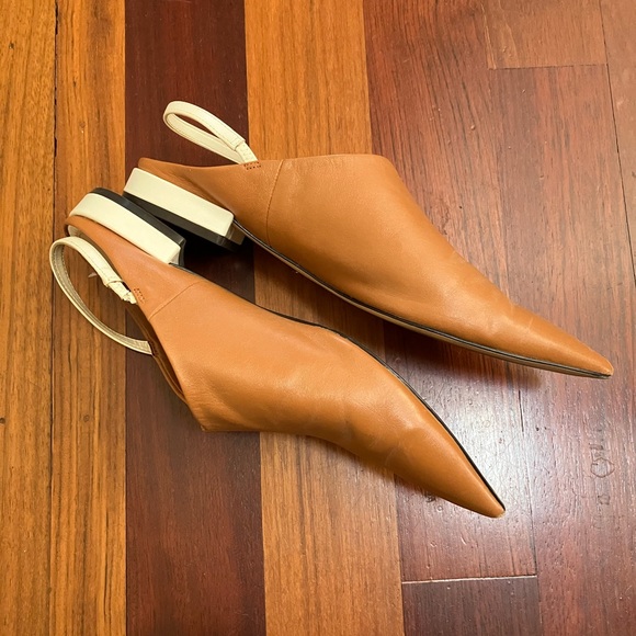 ZARA Tan Leather Pointy Slingbacks - Picture 7 of 9